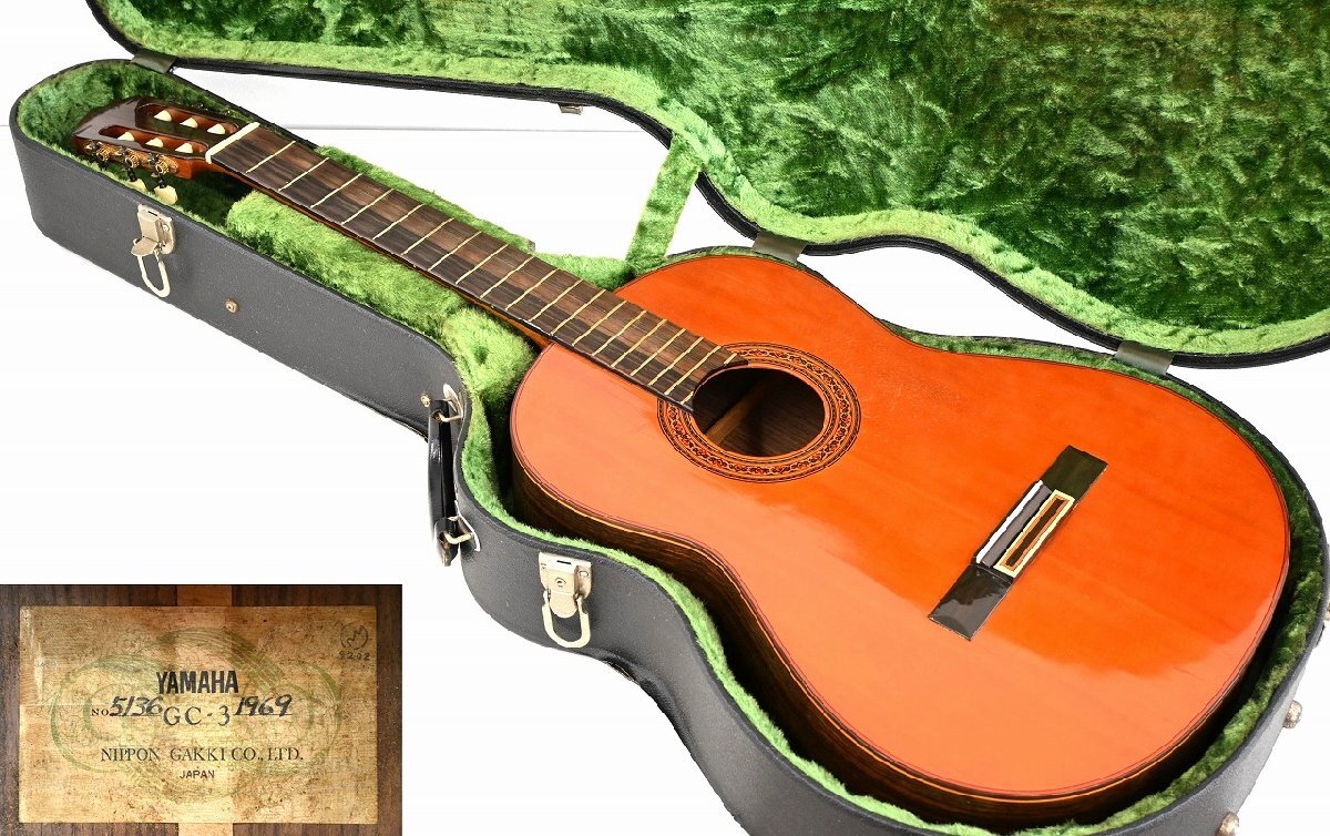竜N296◆ヴィンテージ 1969年 YAMAHA ヤマハ GC-3 NO.5136 クラシック ギター 本体 全長99.5cm ハードケース 弦楽器 音楽拍卖