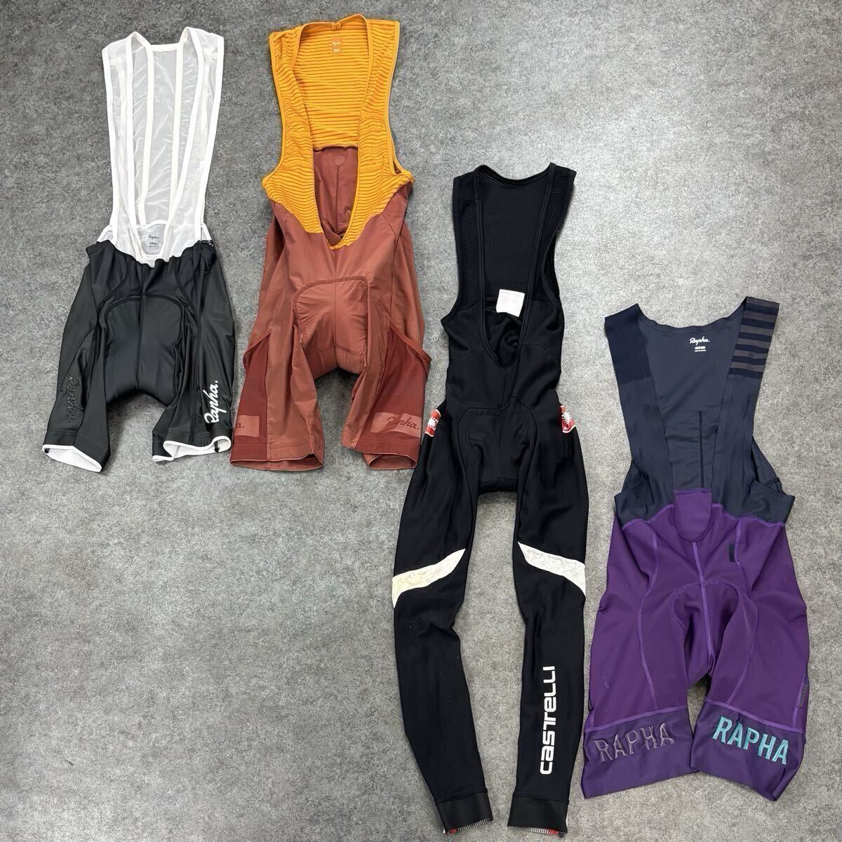 お買い得! 4点セット! Rapha Castelli Cargo/Pro Team 2Regular/Classic Flyweight Bib Shorts ラファ カステリ サイクルウェア ビブパンツ拍卖