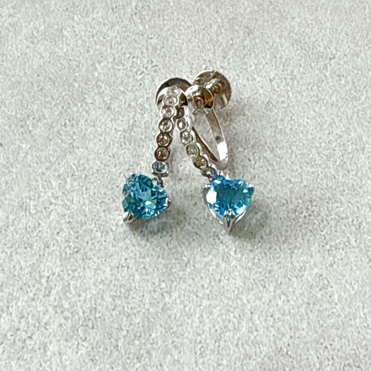 【750】イヤリング 天然石 ブルー 18金 K18 刻印 ストーン 総重量3.1g アクセサリー ジュエリー カラーストーン ブルートパーズ? YU拍卖