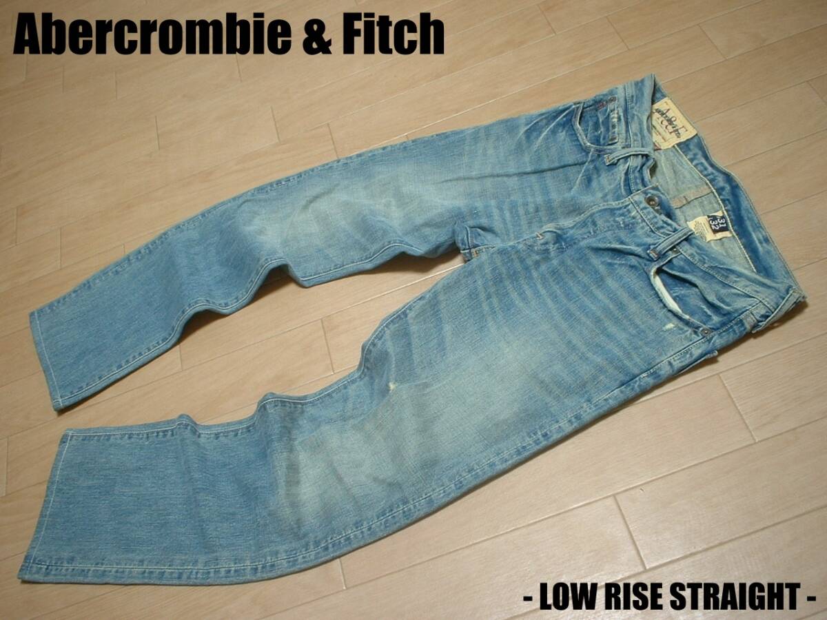 Abercrombie & Fitchビンテージ加工REMSENジーンズW31ローライズストレート正規アバクロンビー&フィッチLOW RISE STRAIGHTデニムパンツ拍卖
