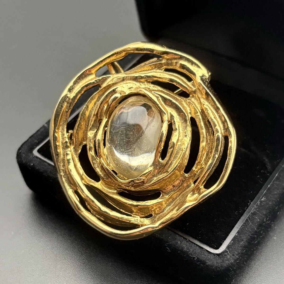 【希少・未使用保管品】Yves Saint Laurent イヴサンローラン ネックレス ブローチ 2way カラーストーン 大ぶり ゴールド 拍卖