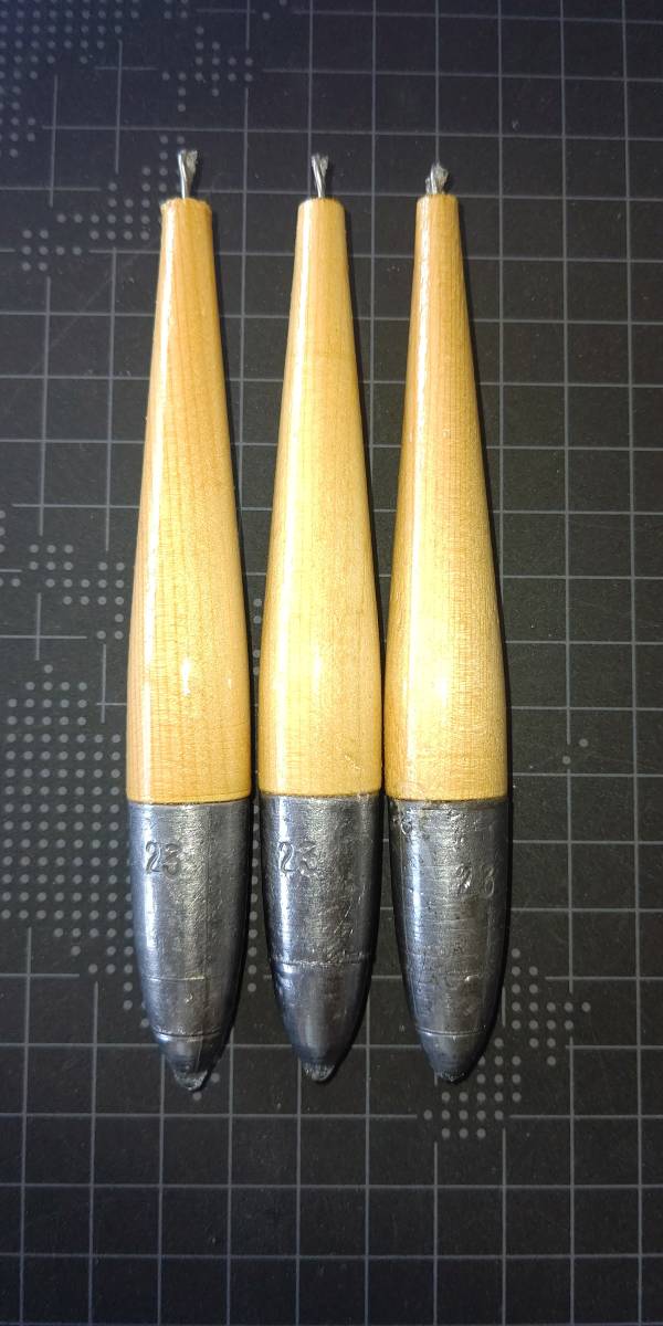 A型ライン微抵シンカーTYPE2 23号3本セット 17mmの細身のウッドシンカー拍卖