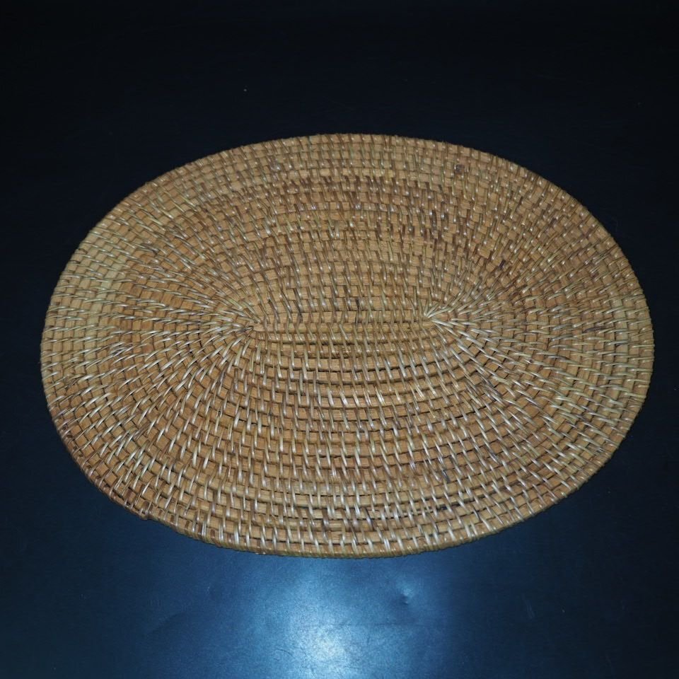 【金富士】未使用 籐編敷板 38×29cm 煎茶道具 茶道具/煎茶道具 検//瓶床/急須台紫檀花梨唐木中国古玩清時代民国唐木拍卖