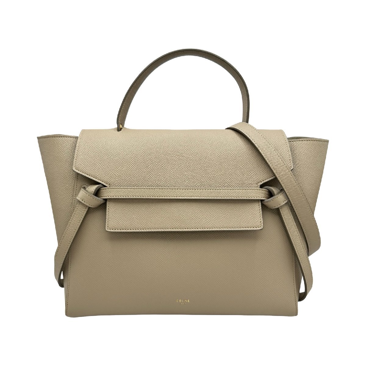 セリーヌ CELINE ベルトバッグミニ 176103 ベージュ グレインレザー ショルダーバッグ レディース 中古拍卖