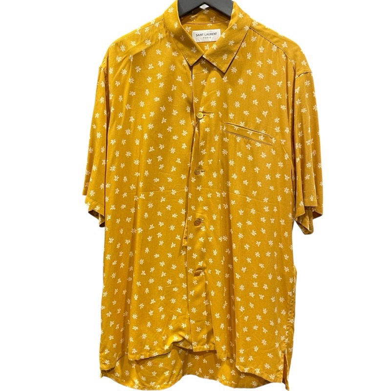 サンローラン SAINT LAURENT 総柄レーヨン半袖シャツ イエロー レーヨン 半袖シャツ メンズ 中古拍卖