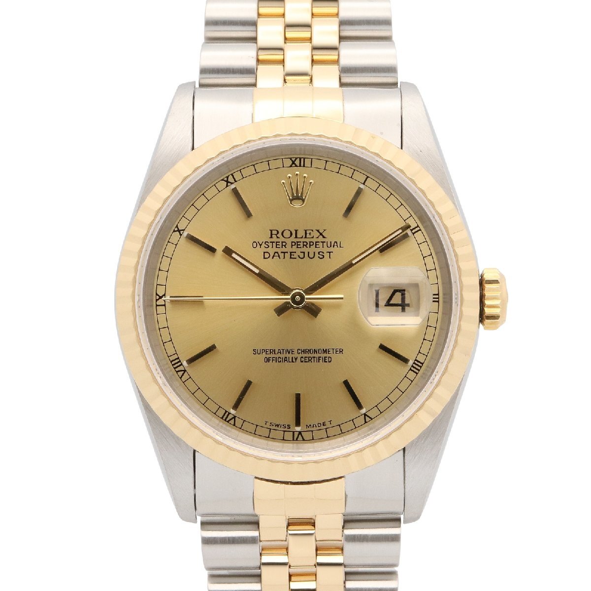 ロレックス デイトジャスト T番 ブランドオフ ROLEX K18(イエローゴールド) 腕時計 K18/SS 中古 メンズ拍卖
