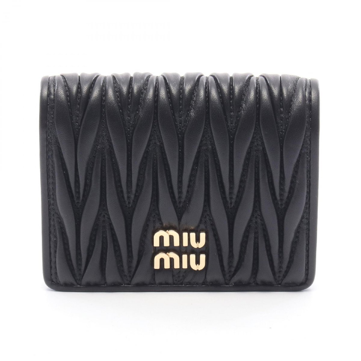 ミュウ ミュウ MATELASSE'MIU ブランドオフ Miu Miu レザー 二つ折り財布 レディース拍卖