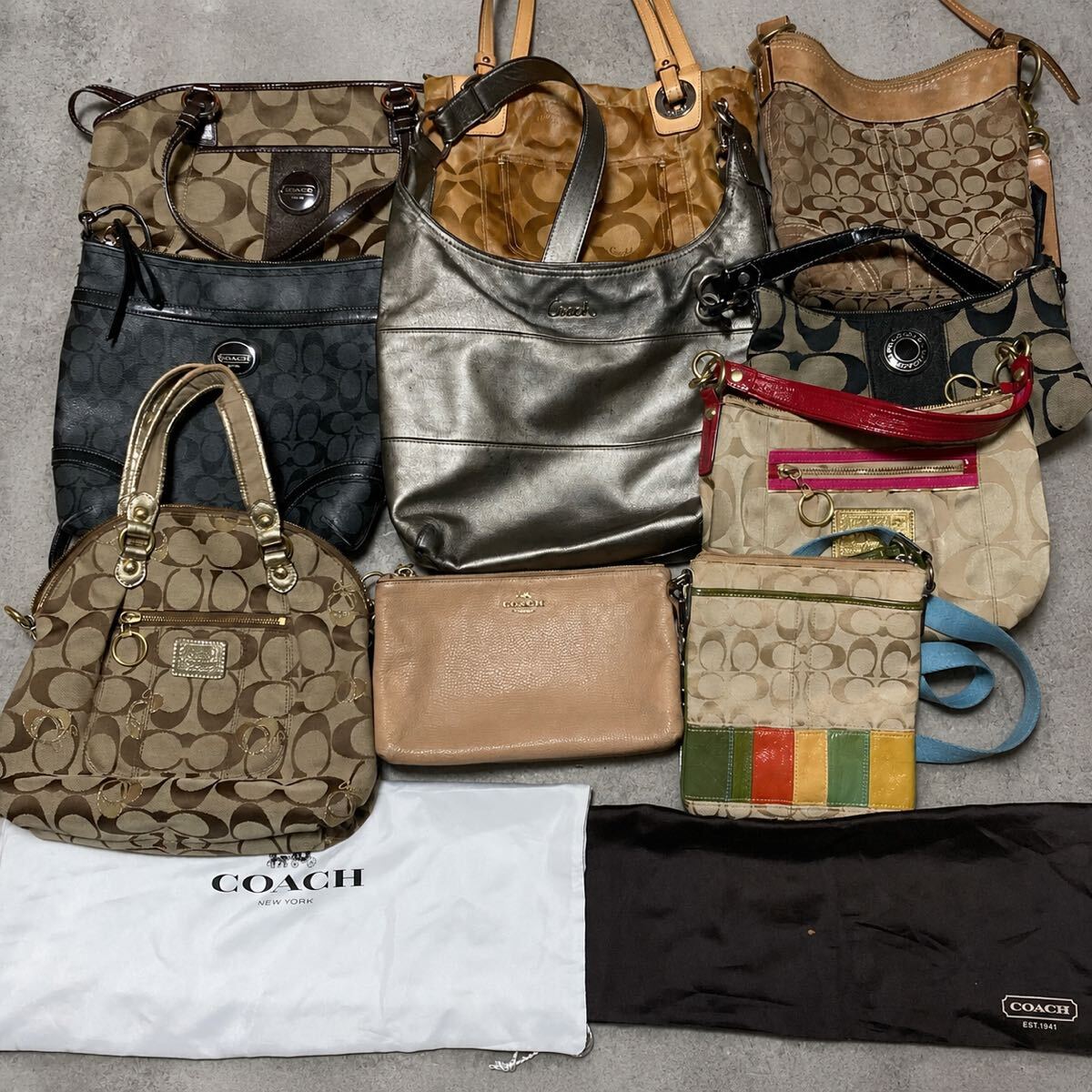 1円 COACH バッグ バック まとめ売り トートバッグ ハンドバック ショルダーバッグ シグネチャー レザー PVC ポピー 10点 セット 大量 y2k拍卖