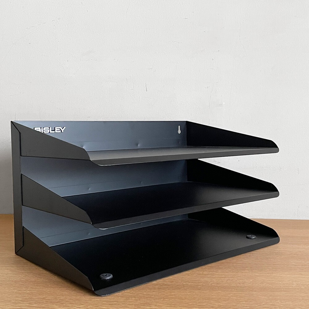 ■ ビスレー BISLEY 3段 レターラック ブラック 書類棚 A4サイズ 横型 W38.5cm 壁掛け可 デスクアクセサリー 英国 B拍卖