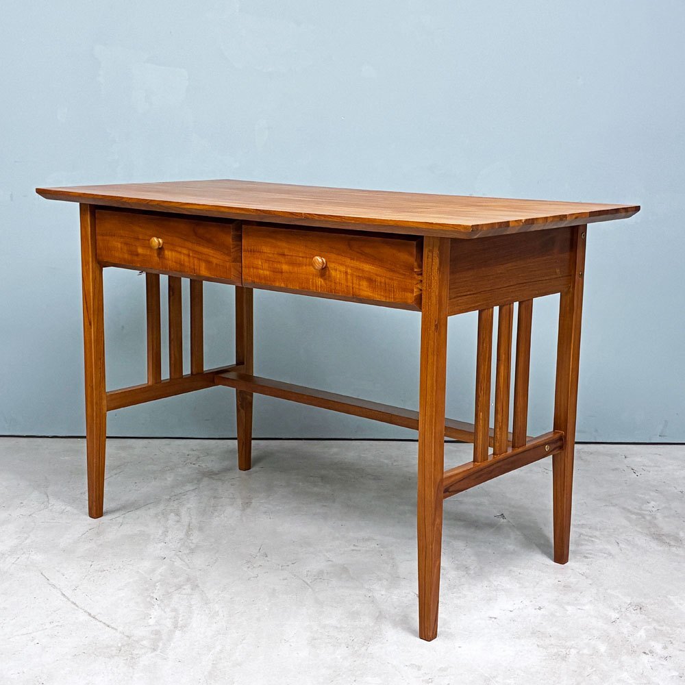 ◎ スキャンティーク SCANTEAK デスク ドロワー付き チーク無垢材 W120cm 北欧スタイル拍卖
