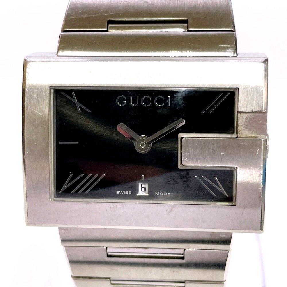 【1円スタート】GUCCI グッチ 100M スクエア デイト SS クオーツ メンズ腕時計 ジャンク 637512拍卖