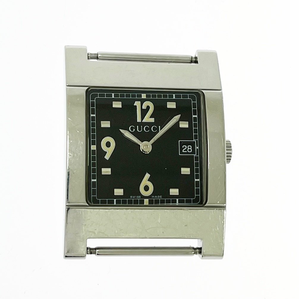 【1円スタート】GUCCI グッチ 7700M スクエア デイト SS ブラック文字盤 クオーツ メンズ腕時計 ジャンク 617498拍卖