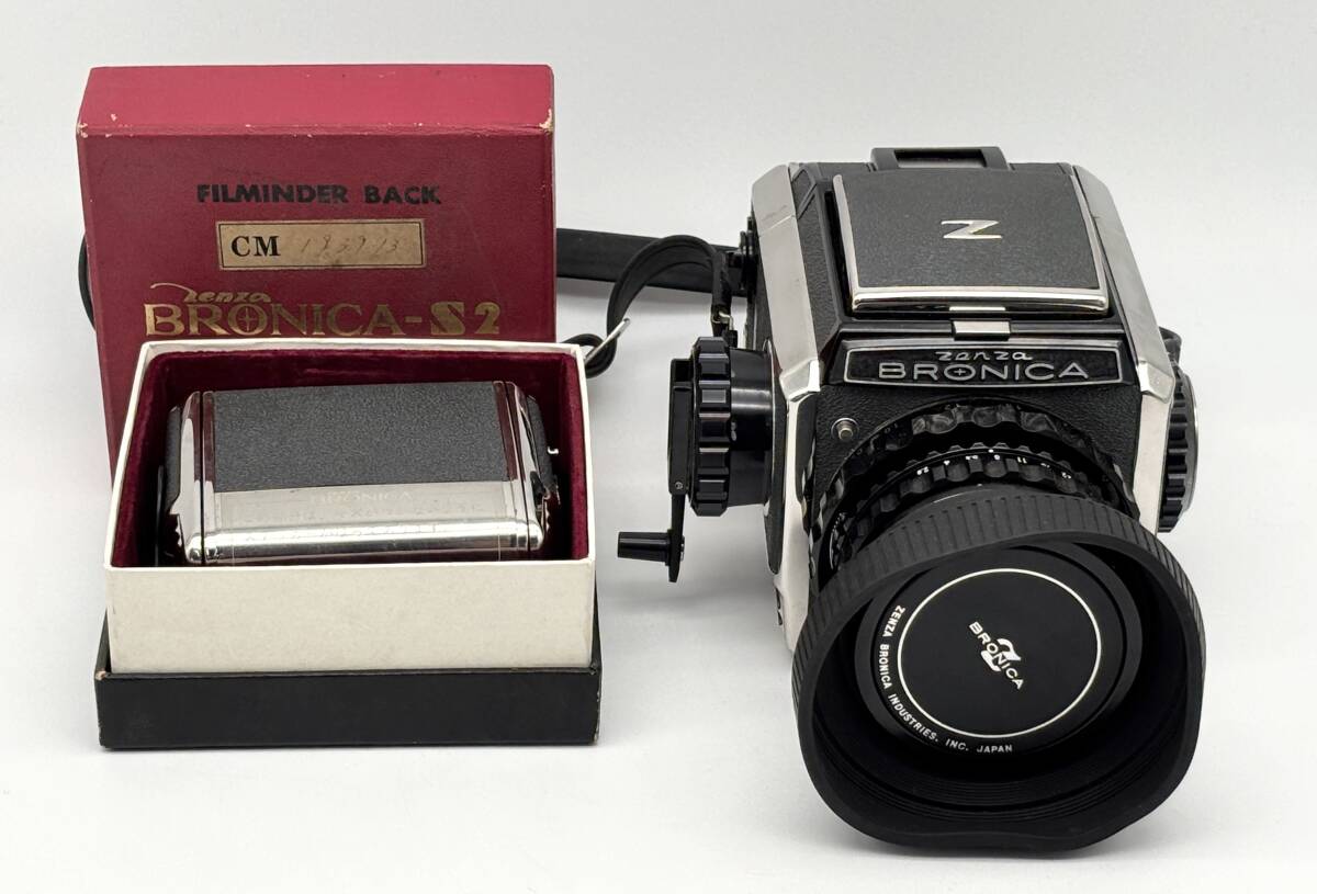 ZENZA BRONICA S2 後期 + ZENZANON 100mm F2.8 + FILMINDER BACK CM193913 コレクター放出品 中古品 動作未確認拍卖
