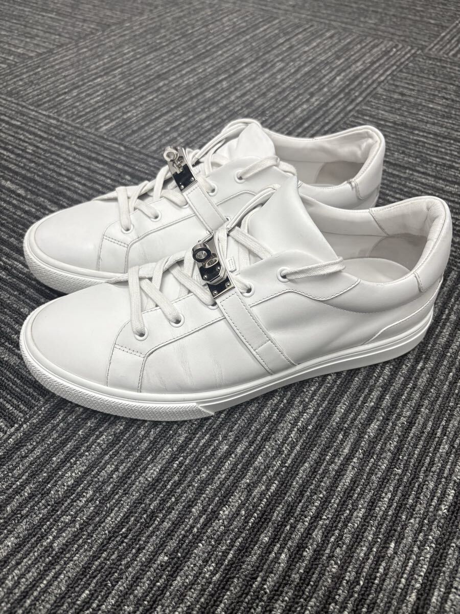 HERMES デイ ケリー スニーカー ホワイト レザー 白 エルメス 44 29cm拍卖