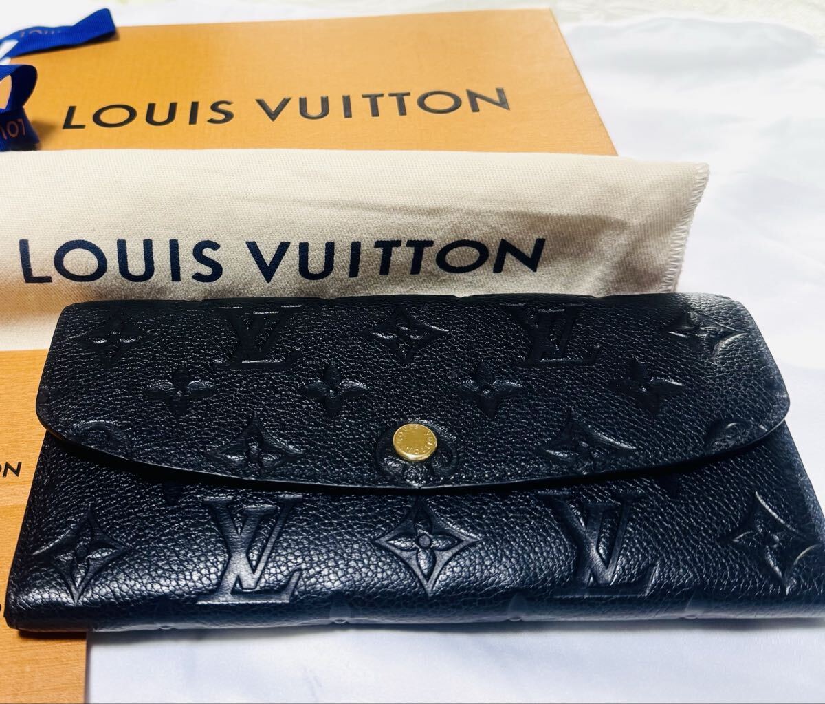 【1円】LOUIS VUITTON ポルトフォイユ エミリー モノグラムアンプラント 長財布 黒拍卖