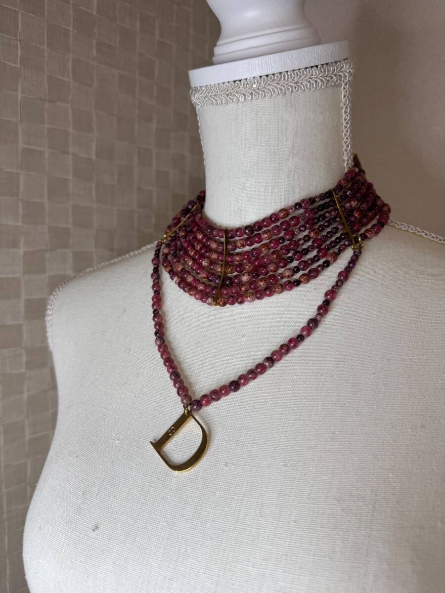 【美品】 激レア Dior ディオール ジョンガリアーノ期 マサイ Dトップ カラーストーン チョーカー P3360拍卖