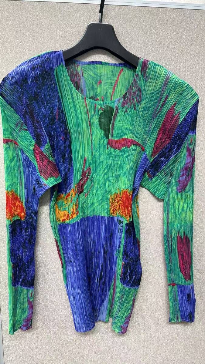 ISSEY MIYAKE イッセイミヤケ サイズ表記M シャツ 長袖 ブルー/グリーン 日本製 伸縮拍卖