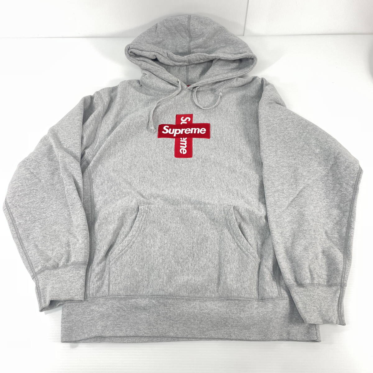2602M3811 Supreme シュプリーム CROSS BOX LOGO Hooded パーカー Mサイズ グレー クロスボックスロゴ フーディ拍卖