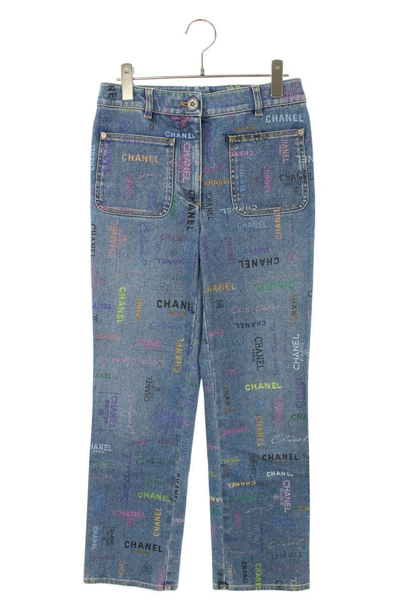 シャネル サイズ:38 P72331V63966 ココマークボタン総柄デニムパンツ 中古 BS55拍卖