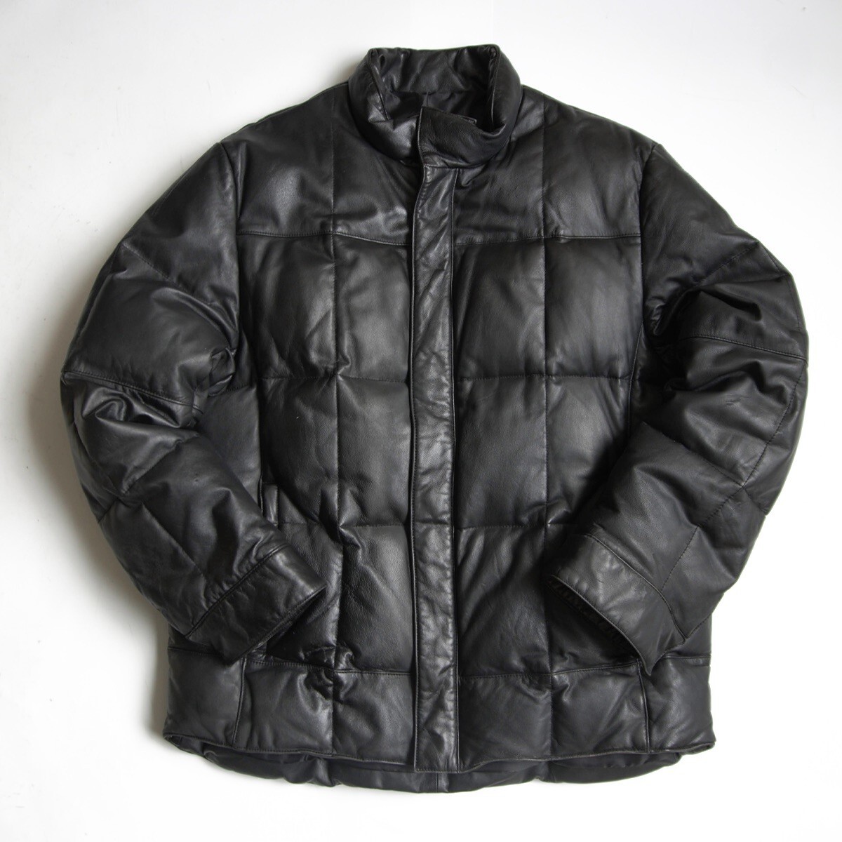 【雰囲気抜群】comme ca du mode men【ホースハイド レザー ダウンジャケット】2 ブラック コムサデモードメン 馬革 26060687拍卖