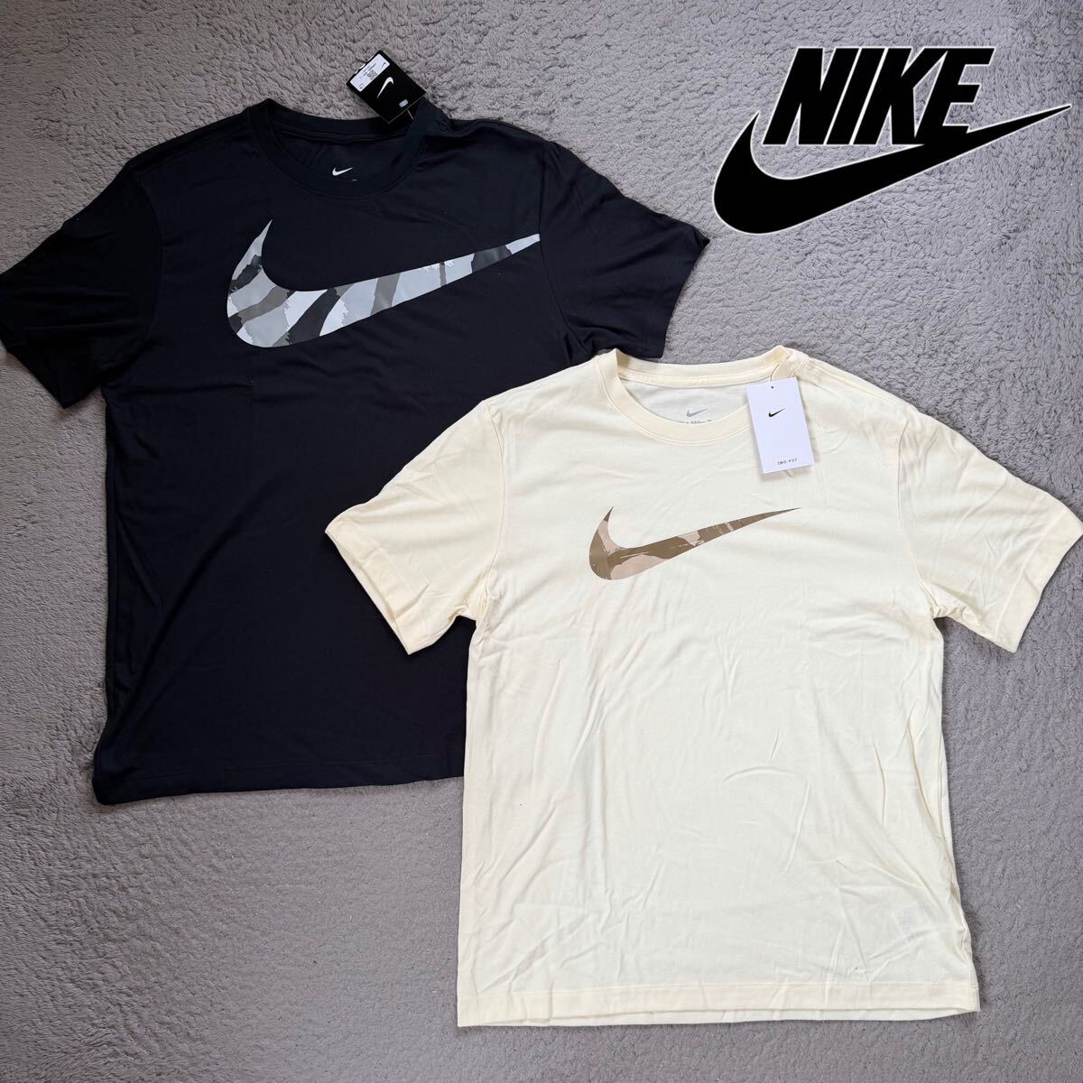 送料360円! Lサイズ 新品 2枚セット NIKE カモ Dri-FIT 半袖 Tシャツ 迷彩 ドライフィット Tee グラフィック ロゴ 夏 ナイキ 黒 ベージュ拍卖