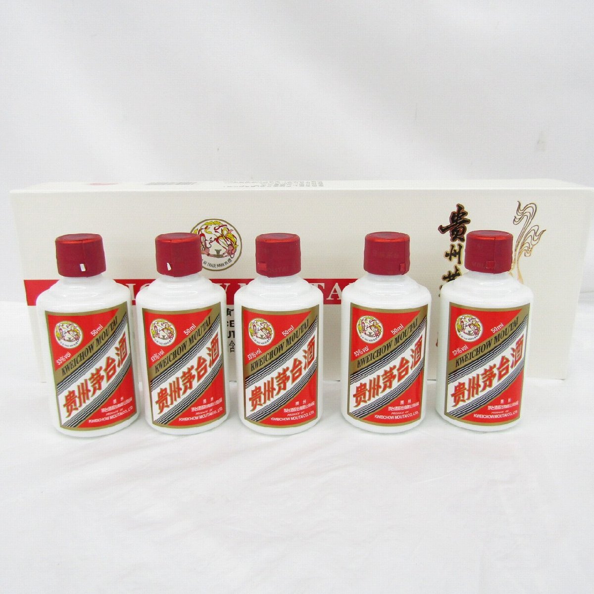 【未開栓】貴州茅台酒 マオタイ酒 天女ラベル 2021 ミニボトル MOUTAI KWEICHOW 中国酒 50ml 53% 5本セット 箱付 12124544 0622拍卖