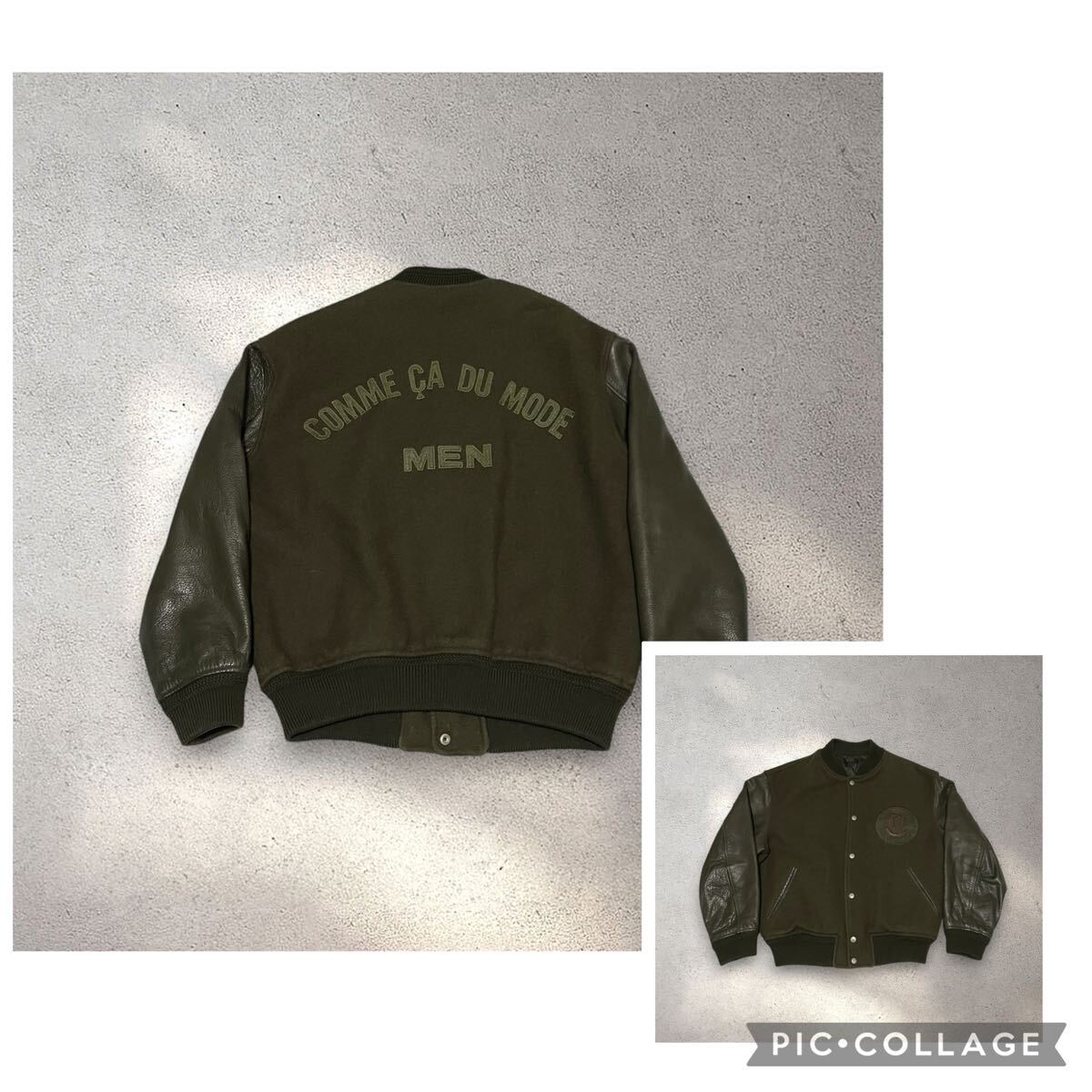 レア 年代の割に極美品 80s ビンテージ コムサデモード 袖シボレザー スタジャン ファイブフォックス期 Comme Ca Du Mode ウール デカロゴ拍卖