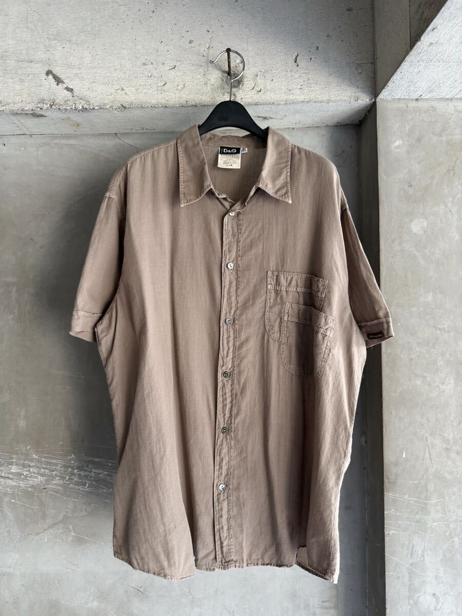 DOLCE&GABBANA Archive Dark Brown Double Pocket Short Sleeve Shirt拍卖