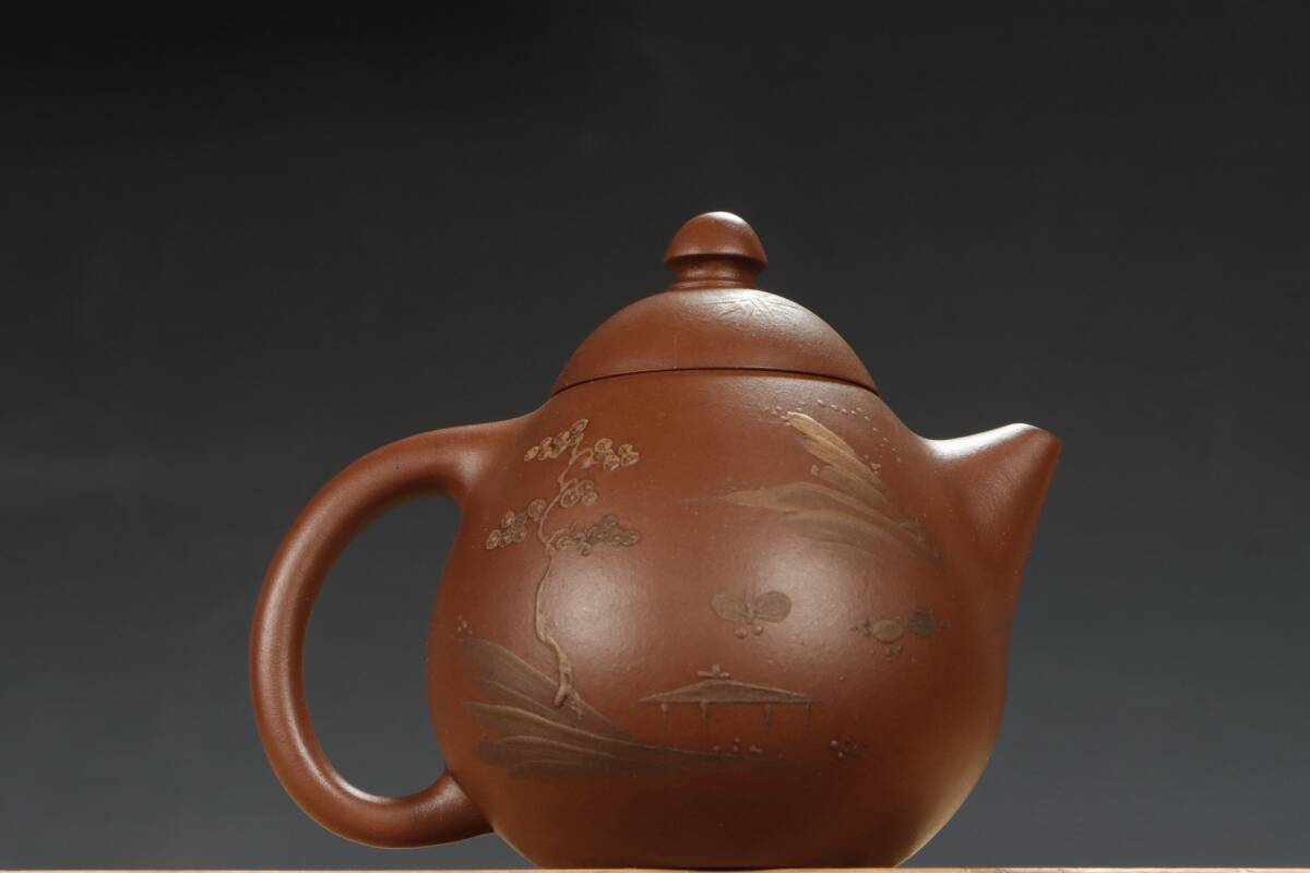 【清末龍章 重量151g】朱泥 紫砂 壺 宜興 紫砂 壷 茶壺 煎茶 急須 孟臣 紫泥 水平 清 明 紫砂壺 紫砂壷 茶道具拍卖