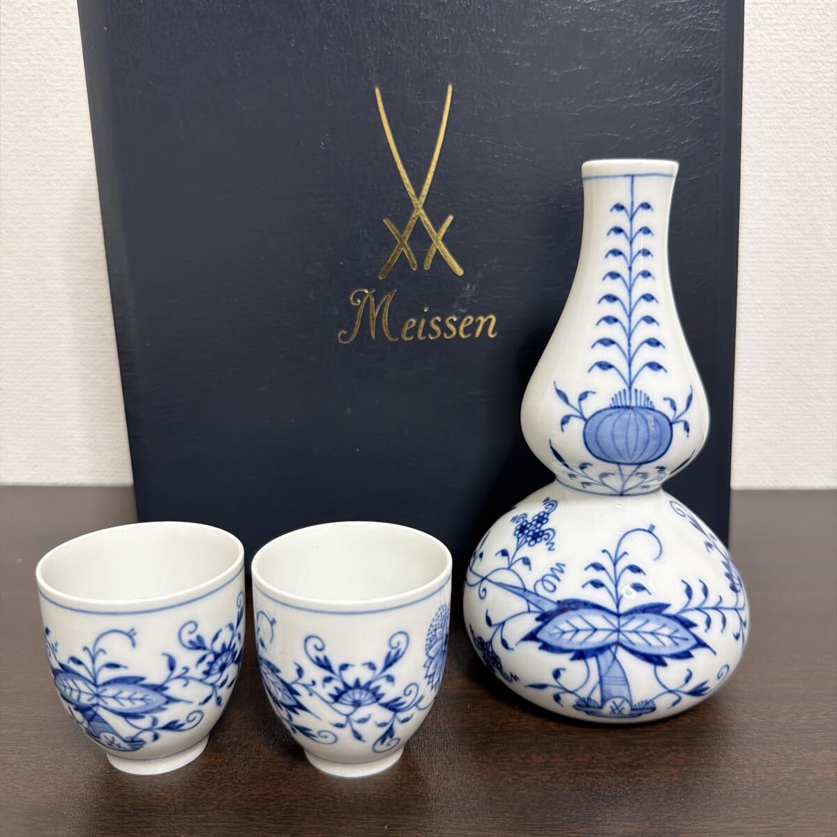 【未使用品】Meissen マイセン ブルーオニオン 徳利・猪口 酒器セット 3点 食器拍卖