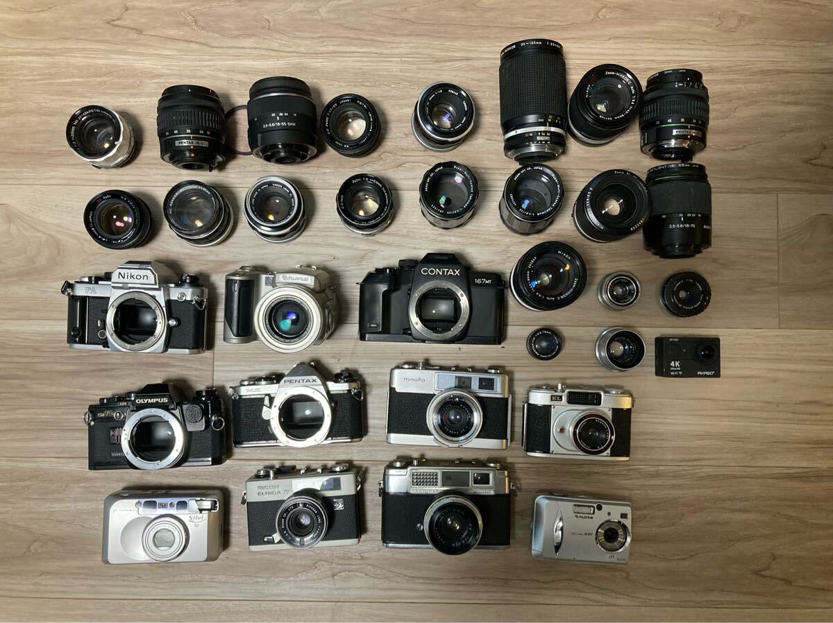 36点 良質 フィルムカメラ レンズ カメラ Canon ミノルタ OLYMPUS PENTAX CONTAX 大量まとめ Nikon FG レンジファインダー 拍卖