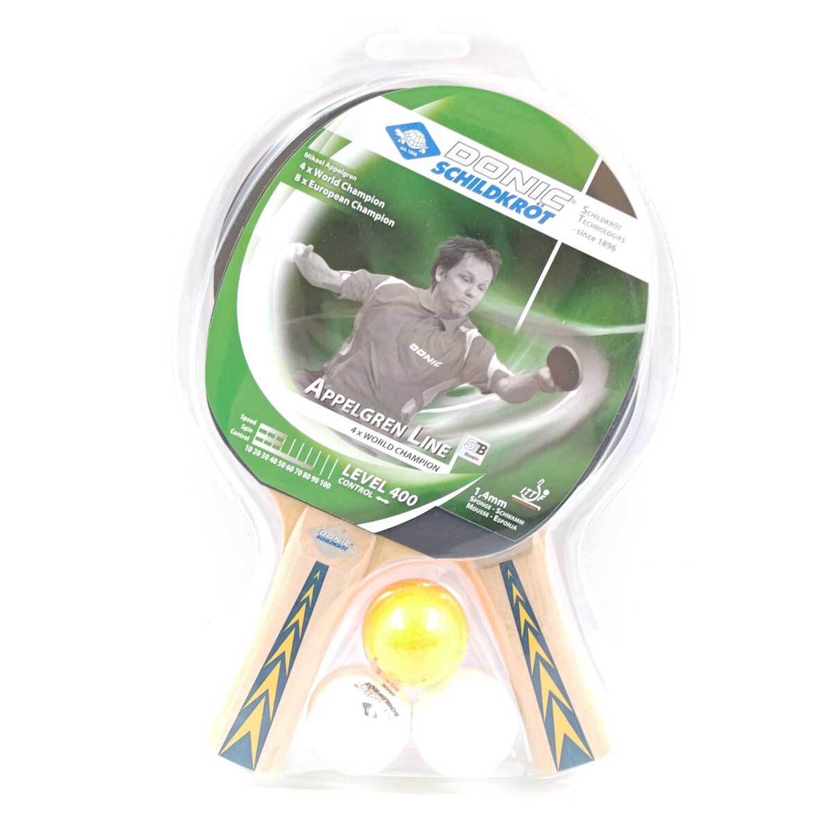 【中古・未使用品】ドニック Appelgren Level 400 卓球 ラケット 2本 ボール セット ミカエル・アペルグレン 788638 DONIC拍卖