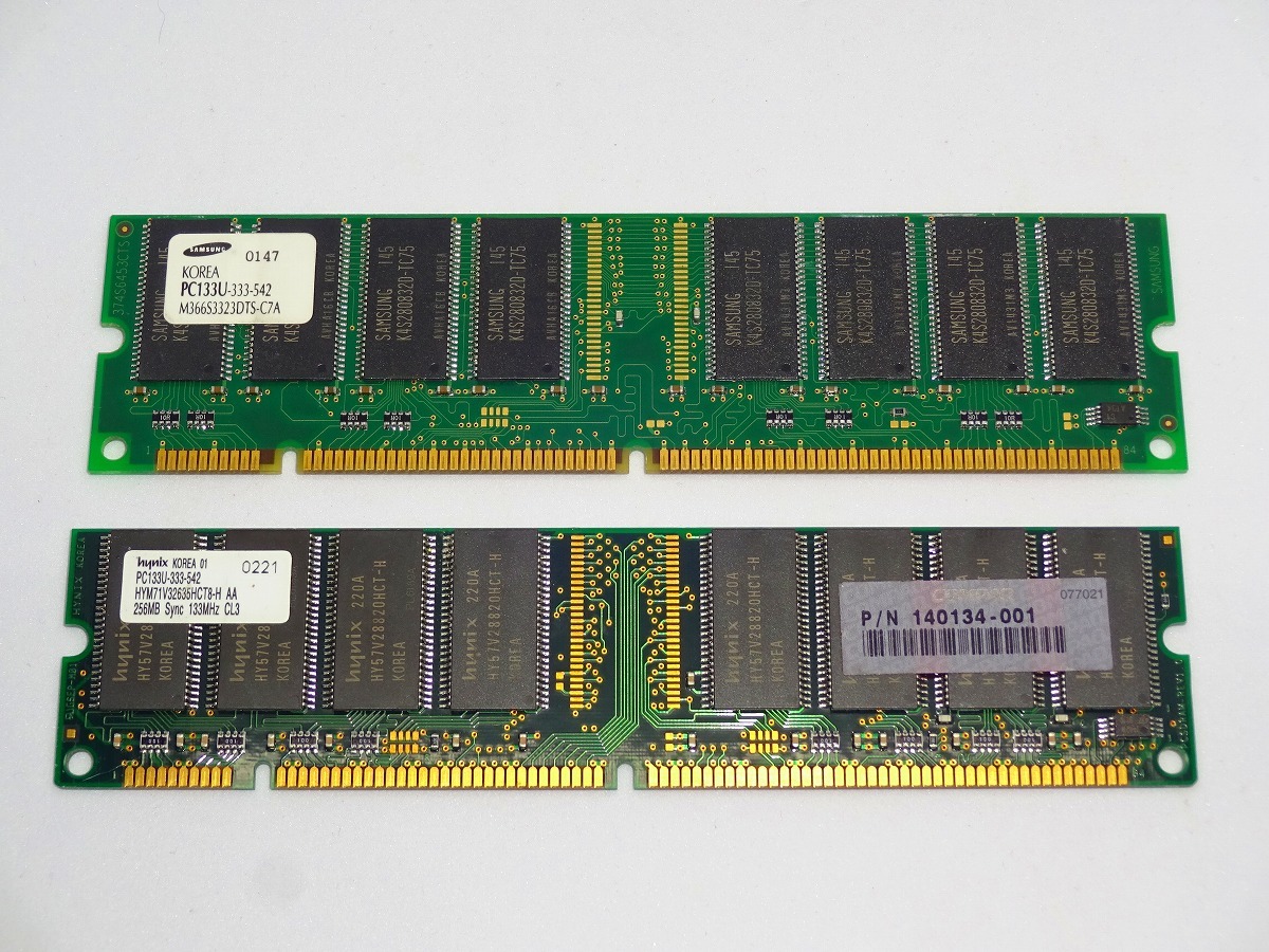 PC133 SDRAM CL3 256MB 2枚 合計512MB SK Hynix Samsung拍卖
