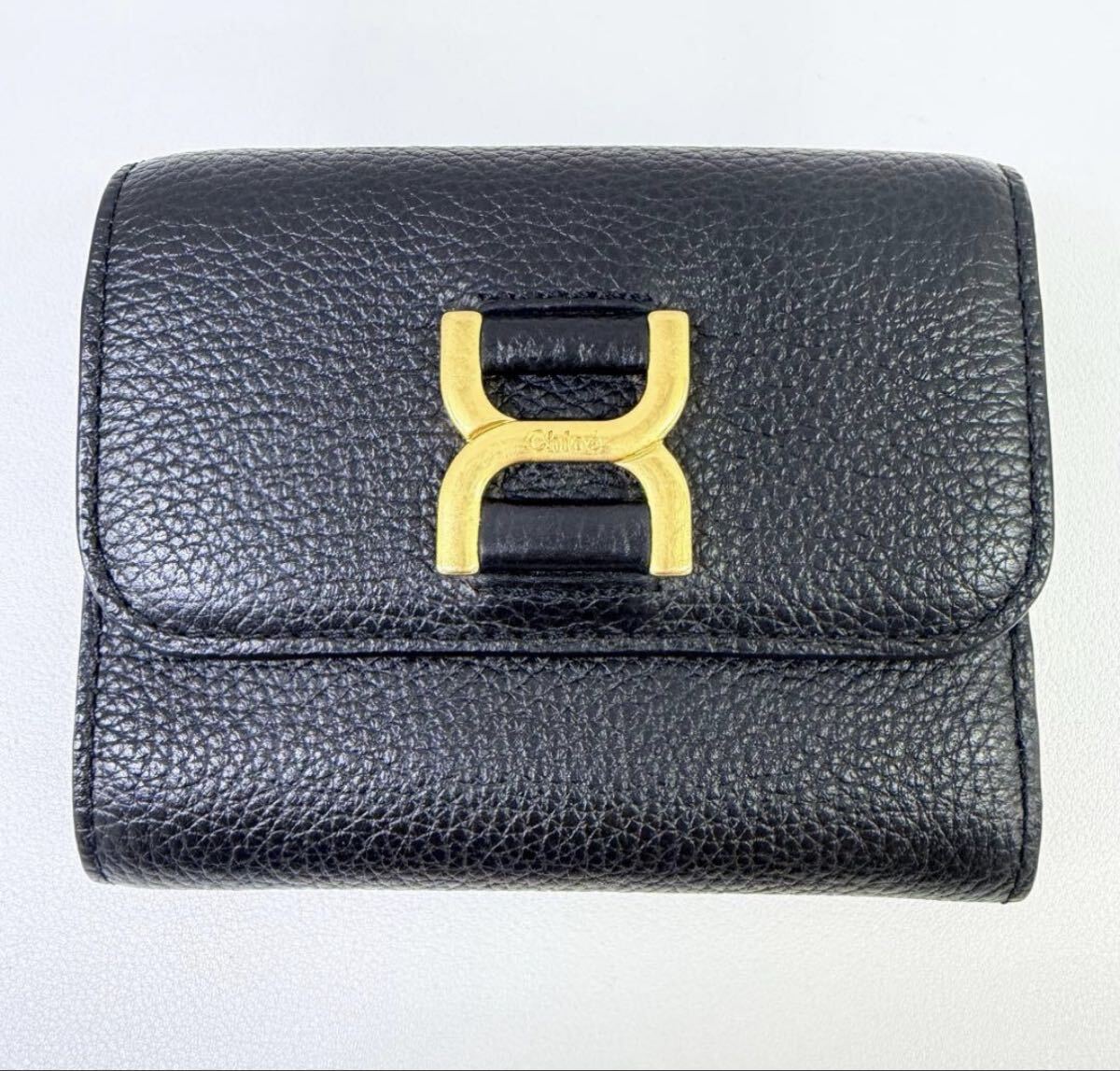 Chloe クロエ 三つ折り財布 マーシー 黒 ゴールド金具 箱 袋 保証書付き ブラック 財布 レザー拍卖
