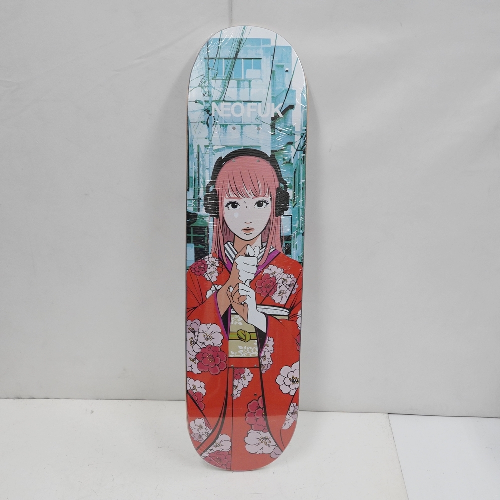 Ts809511 NEOFUK Backsideworks スケートボード 表:白/裏:赤い和服の女性柄 ネオフク 未使用/未開封拍卖