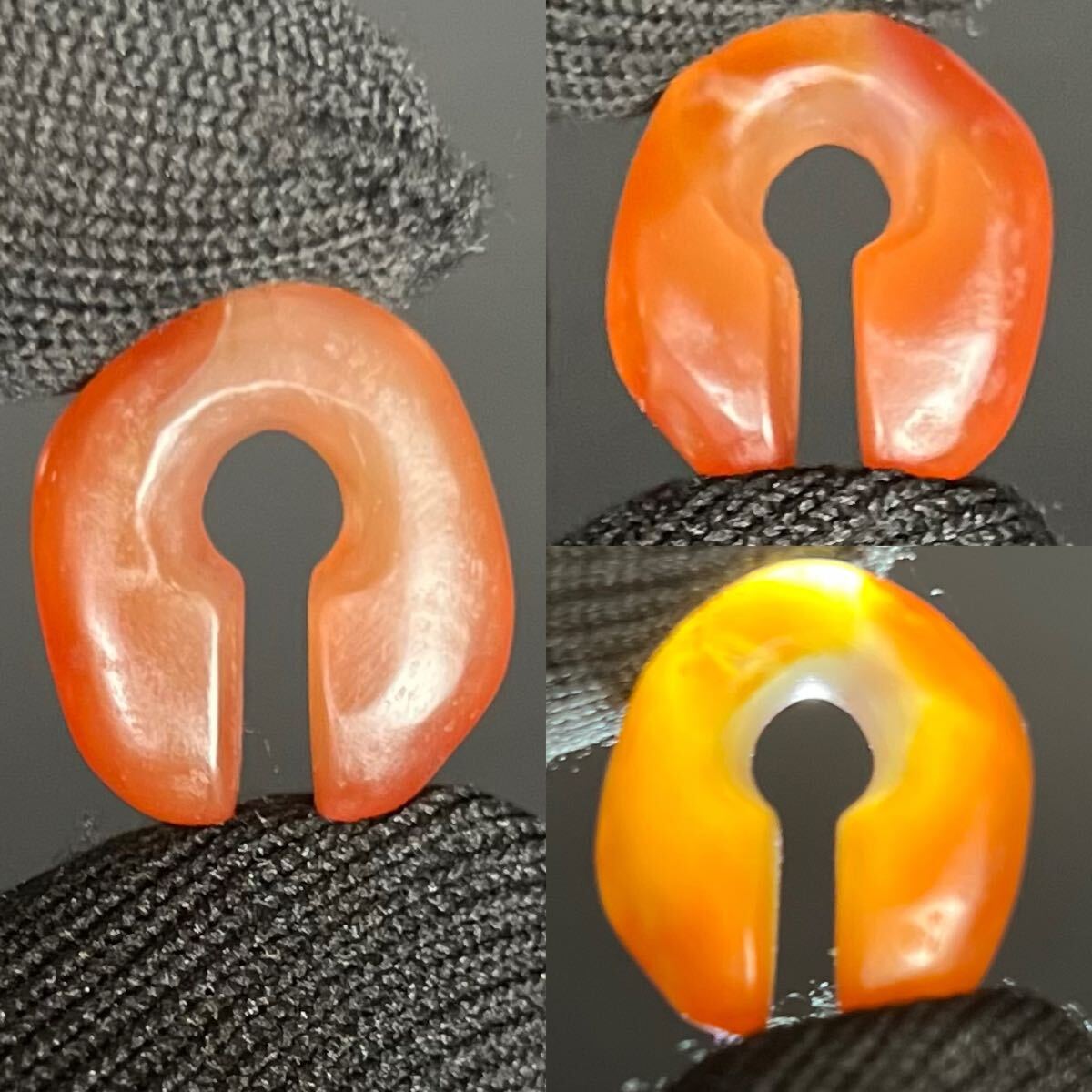■稀少 縄文 紅玉髄製 環状耳飾 2.1cm 美石 装身具■勾玉 装身具 祭祀具 大珠 縄文 弥生 大和王権 古美術拍卖