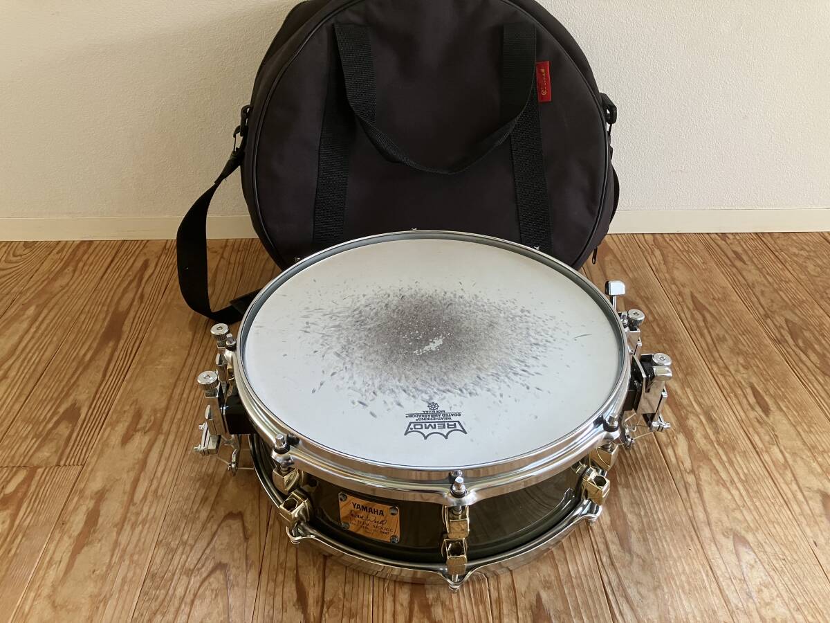 YAMAHA Dave Weckl Custom Model MSD14DW スネアドラム 14×5 日本製 No.0447 デュアルストレイナー TAMAソフトケース付拍卖