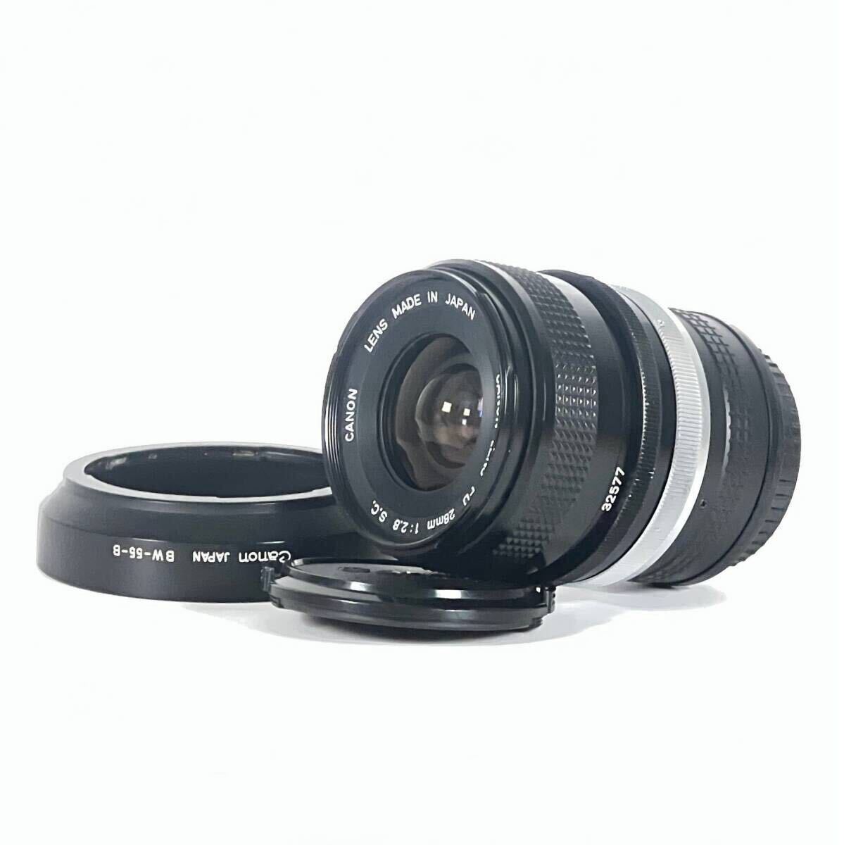 美品 Canon FD 28mm F2.8 S.C. 純正メタルフード BW-55-B 日本製 Rayqual マウントアダプター (ソニーEマウント用) セット レンズ拍卖