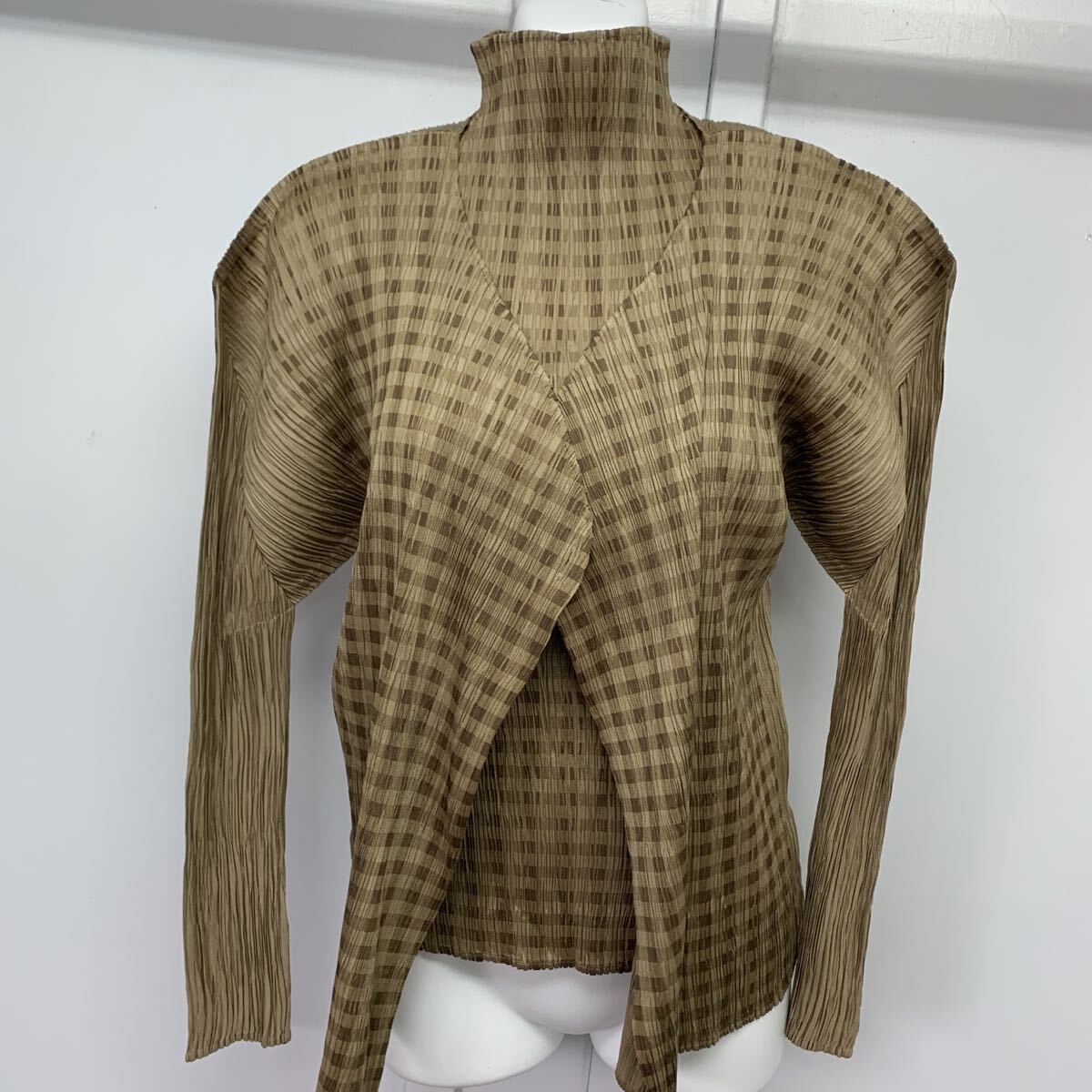ISSEY MIYAKE PLEATS PLEASE プリーツプリーズ イッセイミヤケ アンサンブル セット チェック柄 ブラウン サイズ3 トップス カーディガン 拍卖