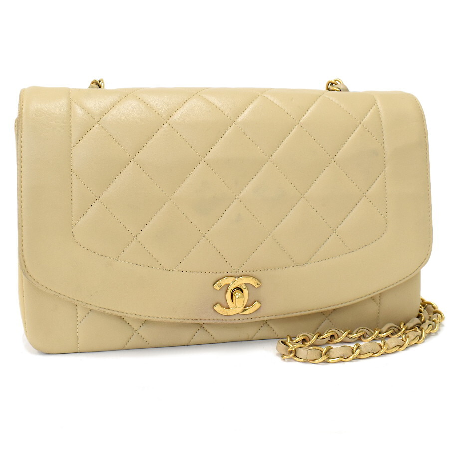1円◎良品 CHANEL シャネル チェーンショルダーバッグ ダイアナフラップ25 A01165 ココマーク ラムスキン ゴールド金具◎E.Dmm.tI-19拍卖