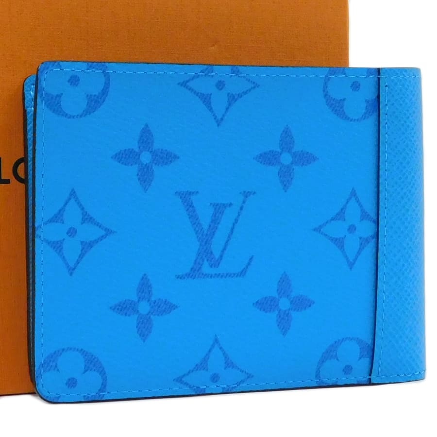 1円■極美品 ルイヴィトン ポルトフォイユミュルティプル ブルー系 レザー タイガラマ LOUIS VUITTON ■E.Clg.pS-10拍卖