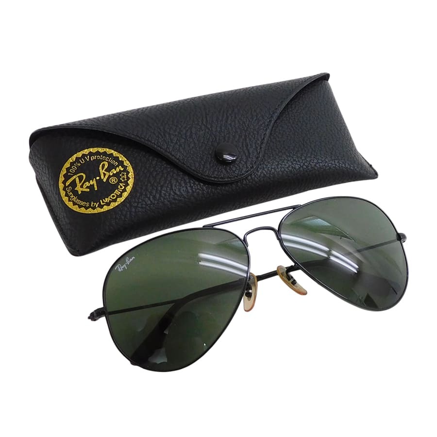 1円■美品 レイバン サングラス RB3025 ブラック系×グリーン系 メタル×プラスチック UVカット Ray-Ban ■E.Bgm.zE-24拍卖