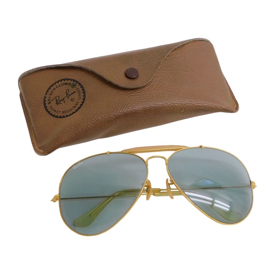 1円■レイバン サングラス W0226 ゴールド系×ライトブルー系 メタル×プラスチック アビエーター Ray-Ban ■E.Bei.aT-24拍卖
