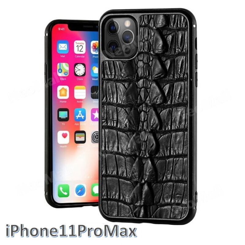 ワニ本革 ☆ アイホン クロコダイル スマホケース ブラウン 鰐革 アイホンケース 携帯ケース ケース カバー iPhone 11ProMax専用【112】拍卖