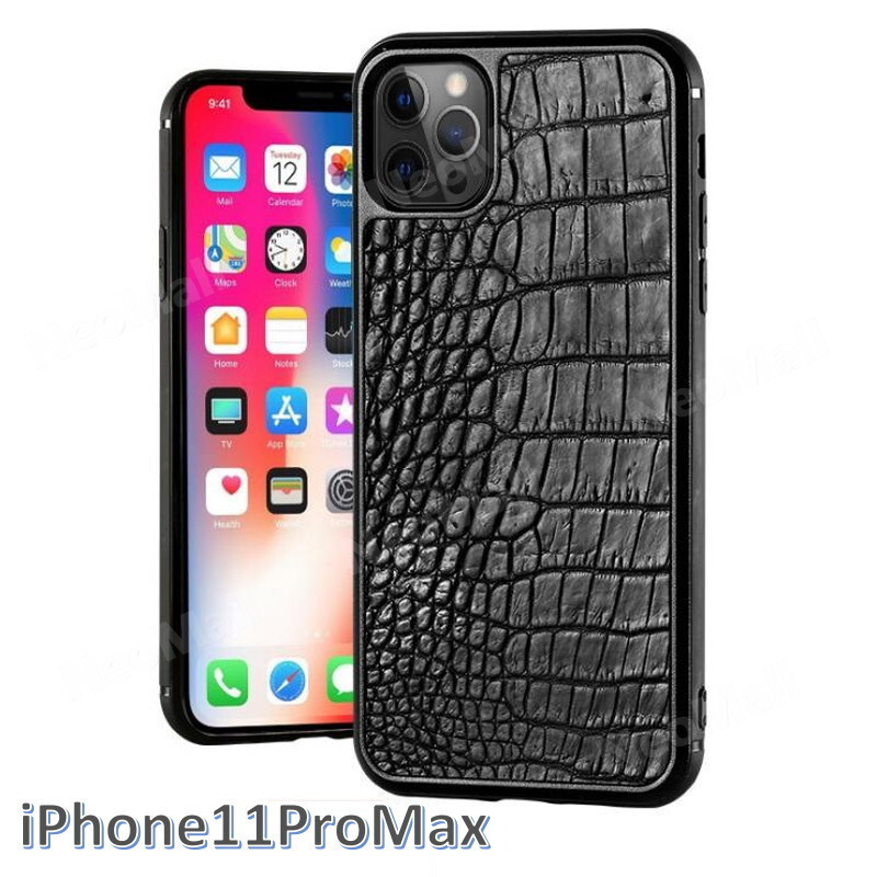 ワニ本革 ☆ アイホン クロコダイル スマホケース ブラウン 鰐革 アイホンケース 携帯ケース ケース カバー iPhone 11ProMax専用【113】拍卖