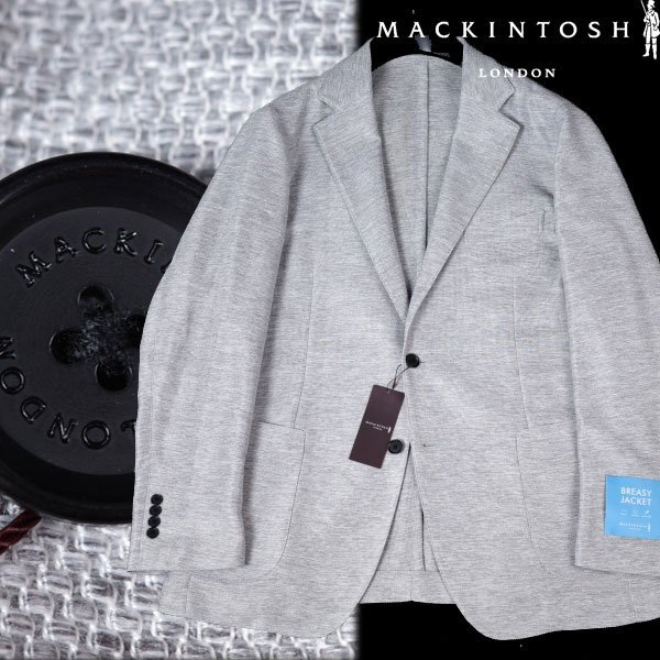 未使用1円~★定価6.6万 マッキントッシュ ロンドン メンズ 春夏 日本生地 LENO CLOTH セットアップジャケット 40 LL グレー ◆4912◆拍卖