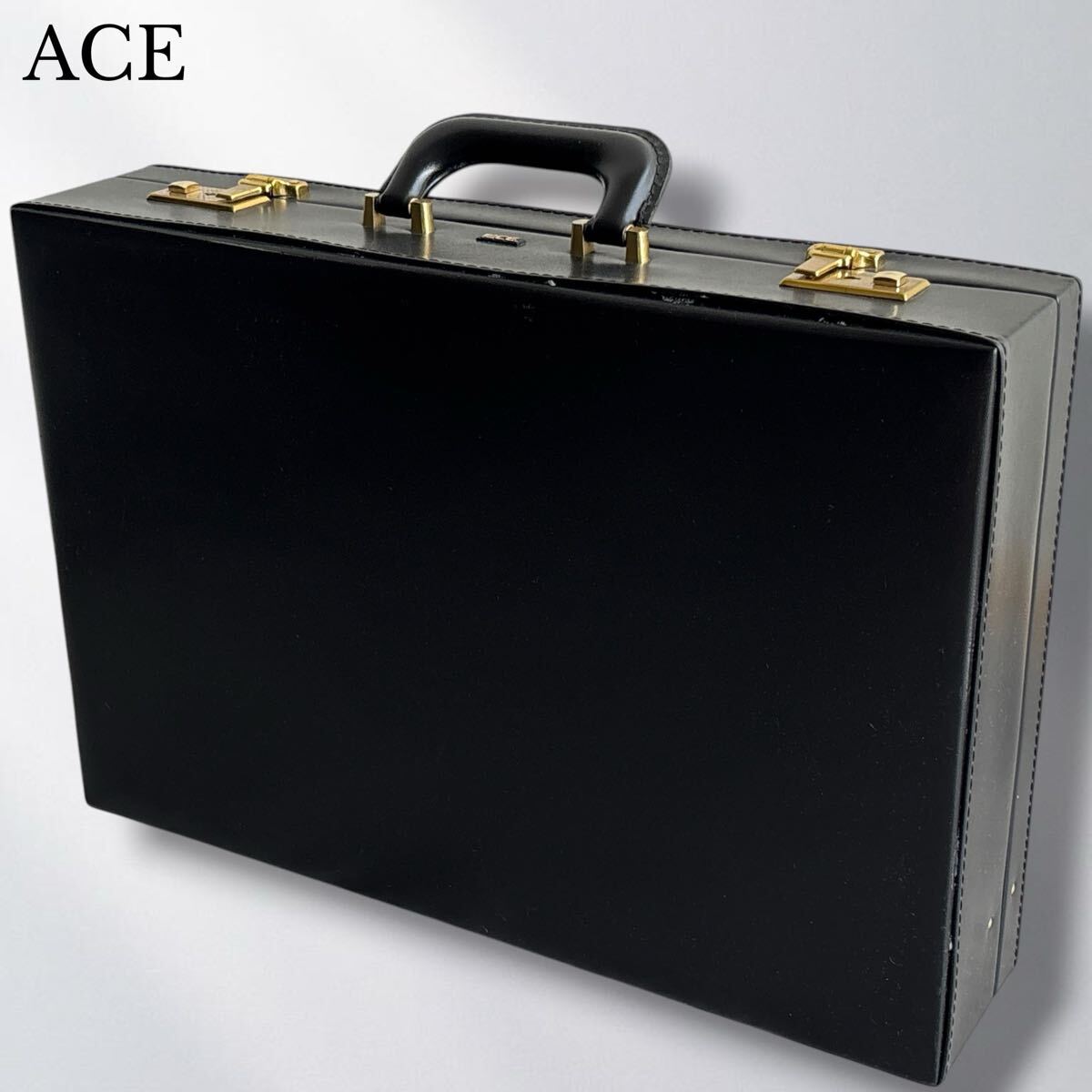 ACE エース 本革 レザー アタッシュケース ブリーフケース ビジネスバッグ 書類鞄 ブラック ダイヤルロック 鍵付 拍卖