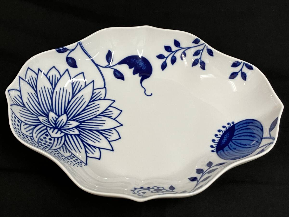HUTSCHENREUTHER■フッチェンロイター ブルーオニオン モダンリーフプレート オーバル皿 洋食器★1686管理拍卖