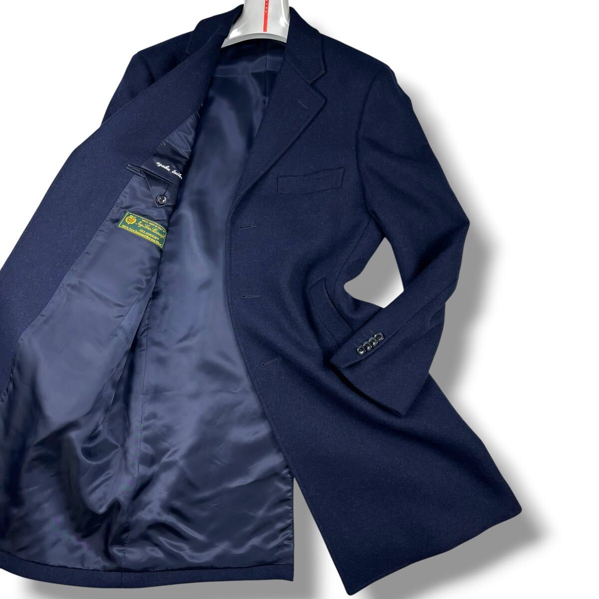 1円 美品 M~L ロロピアーナ 麻布テイラー LoroPiana ZELANDER チェスターコート ロングコート ウール メンズ ネイビー 46拍卖