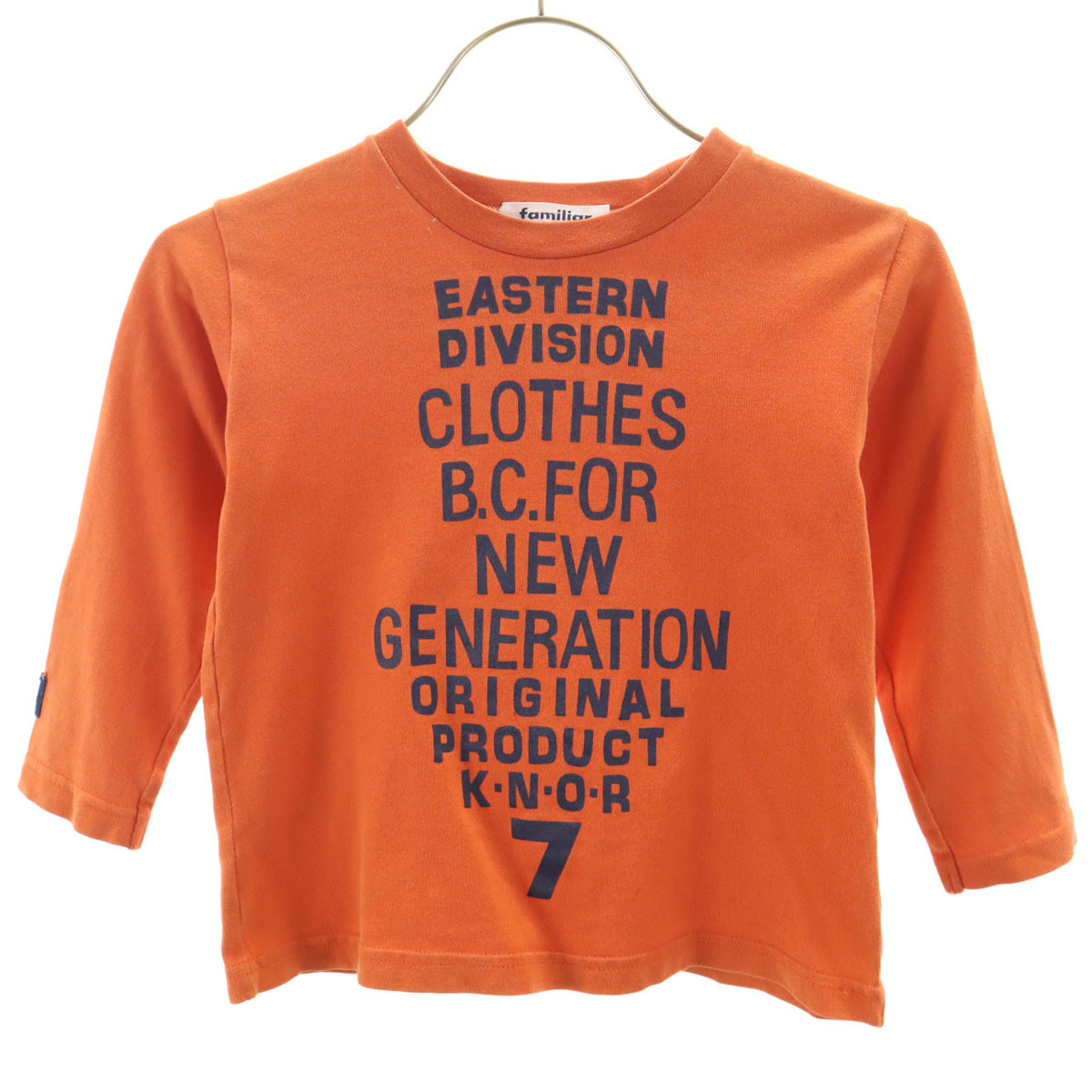Familiar ファミリア 長袖 Tシャツ 100 オレンジ ロンT キッズ拍卖